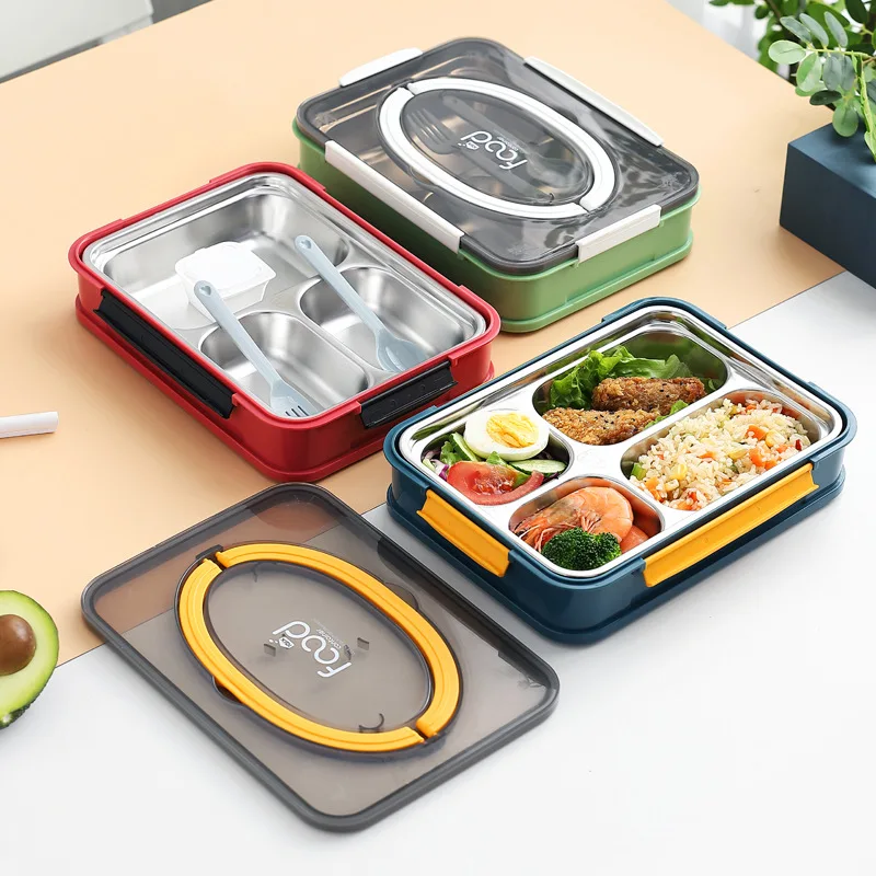 

Portable Stainless Steel Lunch Box Divided Dinner Plate Leakproof Seal Food Container Soup Cup Office Tableware Kitchen Supplies