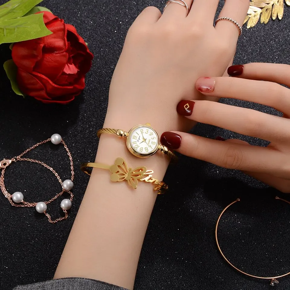 Women Small Gold Bangle Bracelet Luxury Watches Stainless Steel Ladies Quartz Wristwatch Brand Casual Women Dress Colck