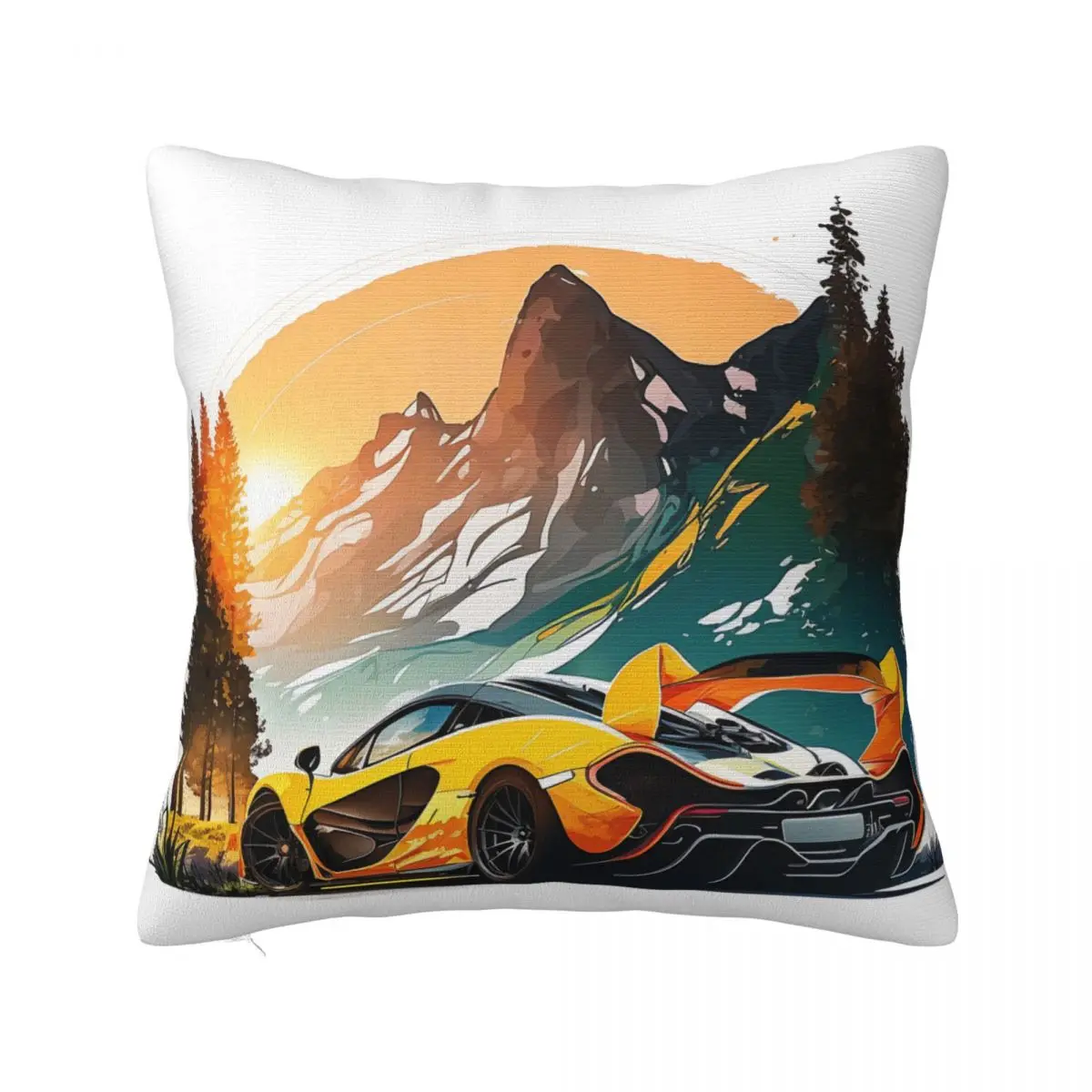 

Powerful Sports Car Pillow Case Mountain Sun Car Zipper Pillowcase Summer Colored Polyester Cover