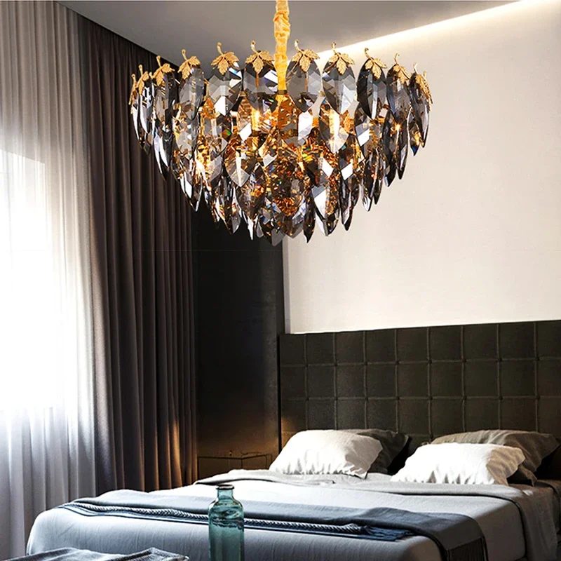 Современная роскошная Потолочная люстра в виде листьев Смоки лампа для гостиной