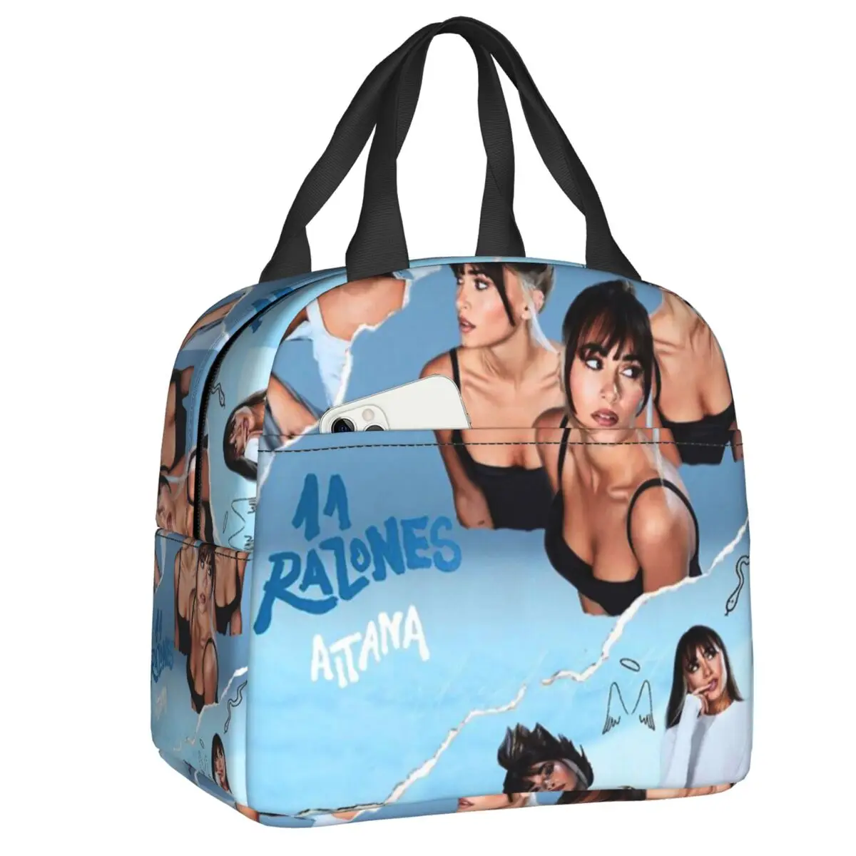 

Голубая изолированная сумка для ланча aiтана для женщин, герметичный охладитель для испанской музыки, термальный Ланч-бокс для офиса, пикник...