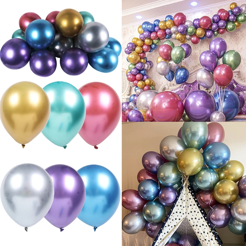 

5/12inch Metallic Balloon Chrome Metal Ball Pearl Latex Balloon Color Wedding Happy Birthday Party Decoration Baby Shower Decor