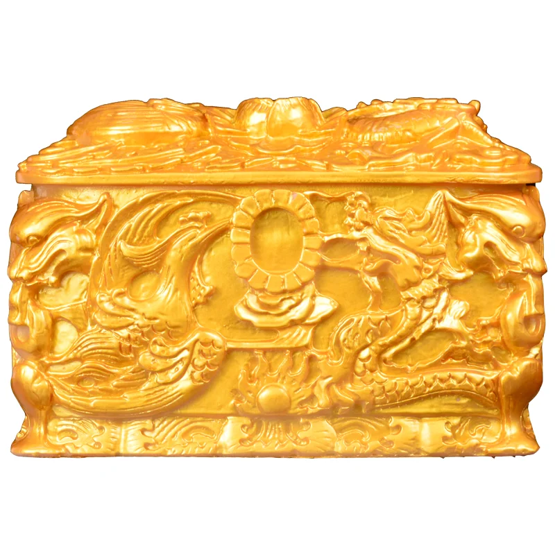 

Pure handmade carved gold urn jade crystal moisture-proof box coffin urn urn