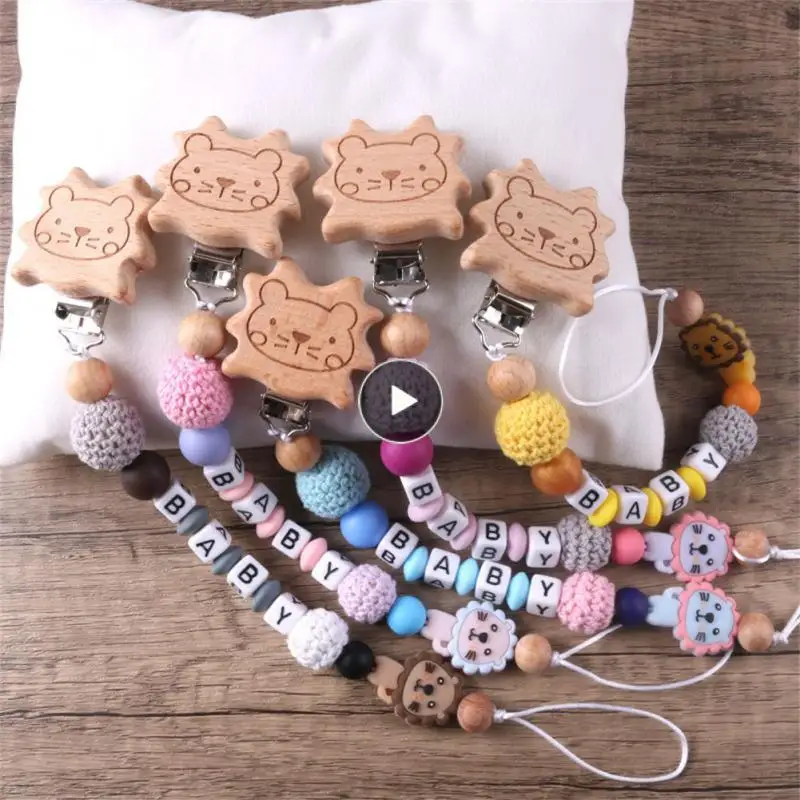 

Pacifier Clips Durable Beech Lion Clip Pacifier Rope Multi-function Cartoon Chain Pacifier Clip Nipple Appease Soother Chain