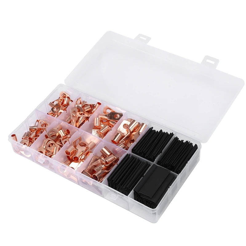 

260PCS Copper Ring Terminal Wire Crimp SC Bare Cable Connector Sorting Kit