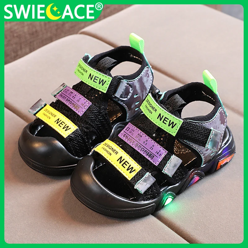 

Size 21-30 Baby Led Luminous Sandals Children Soft Sole Casual Shoes Boys Non-slip Sandals Beach Shoes for Kids Girls sandalias
