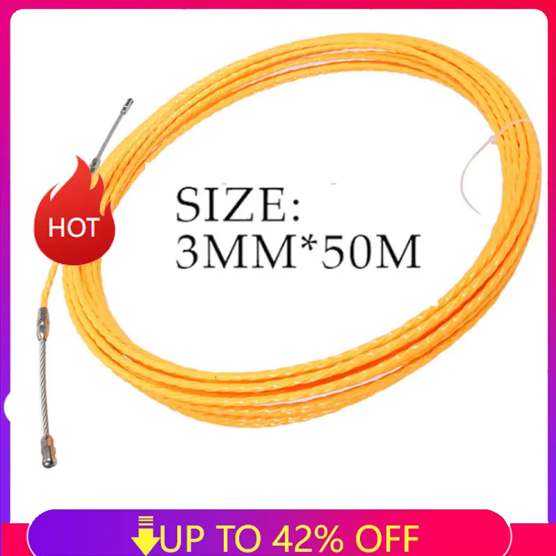 3MM Cable Puller Fish Tape Reel Puller Fiberglass Metal Wall Wire Conduit For Telecom Electrical Wall Wire Conduit Tool