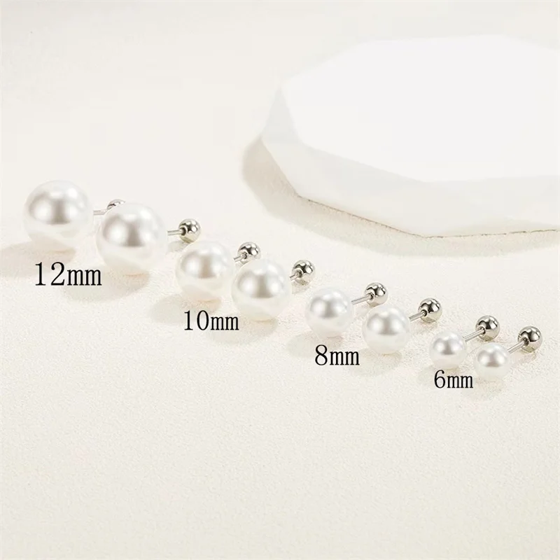 

925 sterling silver pearl earrings Ladies elegant wedding jewelry pendant 6/8/10/12mm diameter wedding party gift jewelry