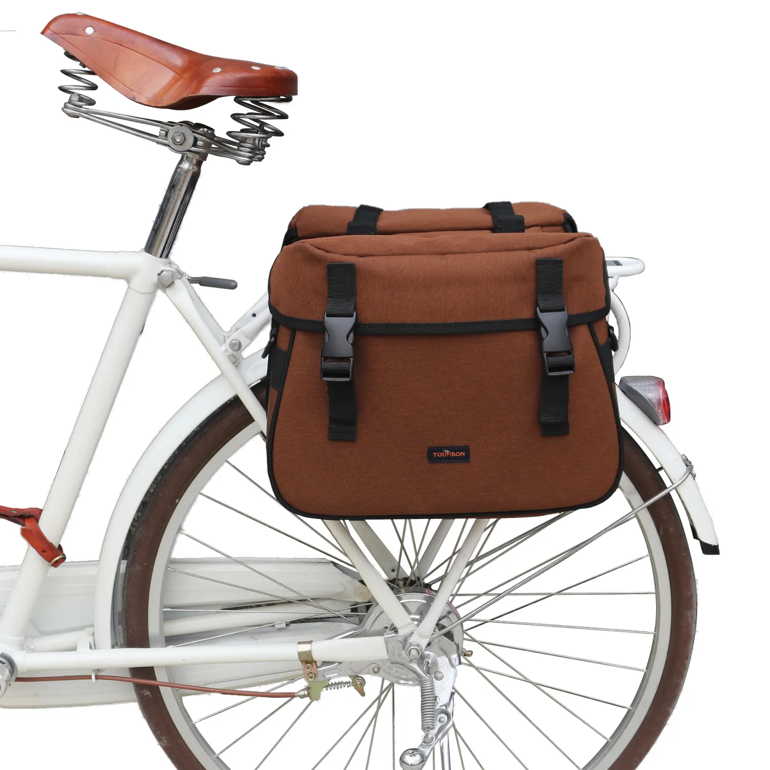 

Tourbon Retro Bike Nylon Double Pannier Shoulder Bags Bicycle Saddle Bag Rear Rack Trunk Motorcycle Tail Seat Bag Waterproof