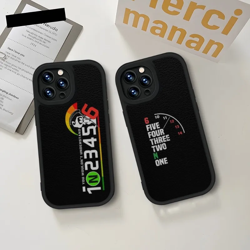 

1N23456 Motorcycle Gear Phone Case Black For IPhone 14 11 13 12 Pro Max Mini Xs X Xr 7 8 Plus SE2020 Leather Texture Coque