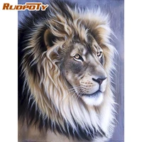 ruopoty diy frame painting by number lion animal kit hand painted oil painting animals unique gift for home decor 50x65cm