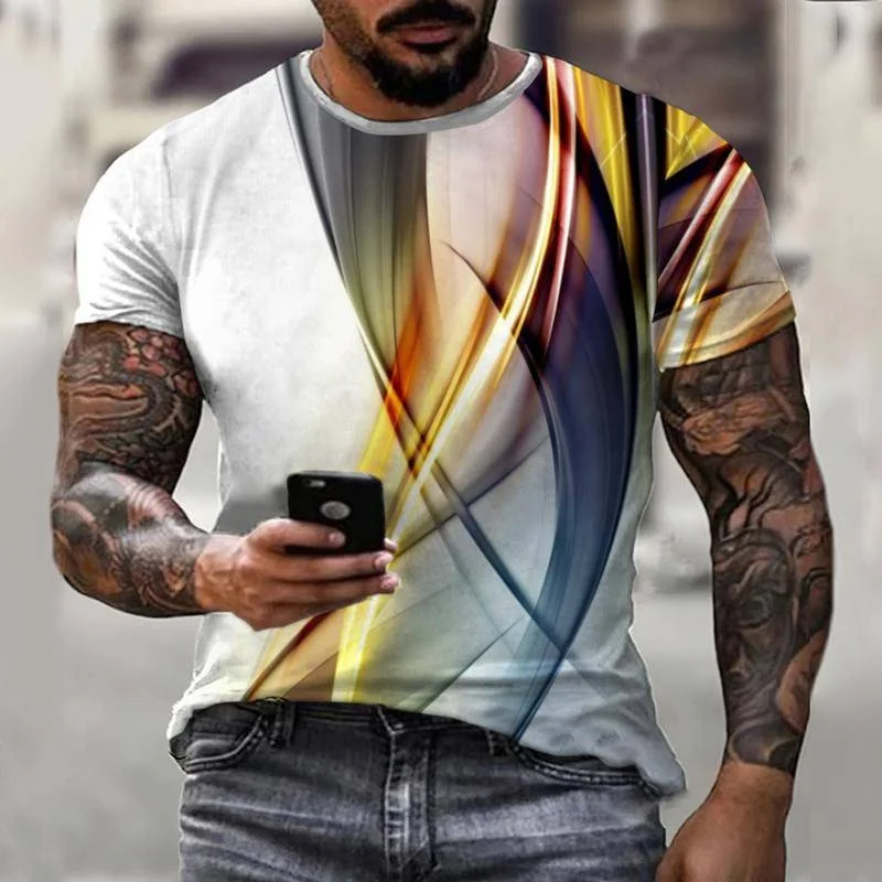

Retro Gorgeous Multicolor Striped Summer Men's T-Shirt 3D Casual Men's Fashion Sub-Size Top Short Sleeve