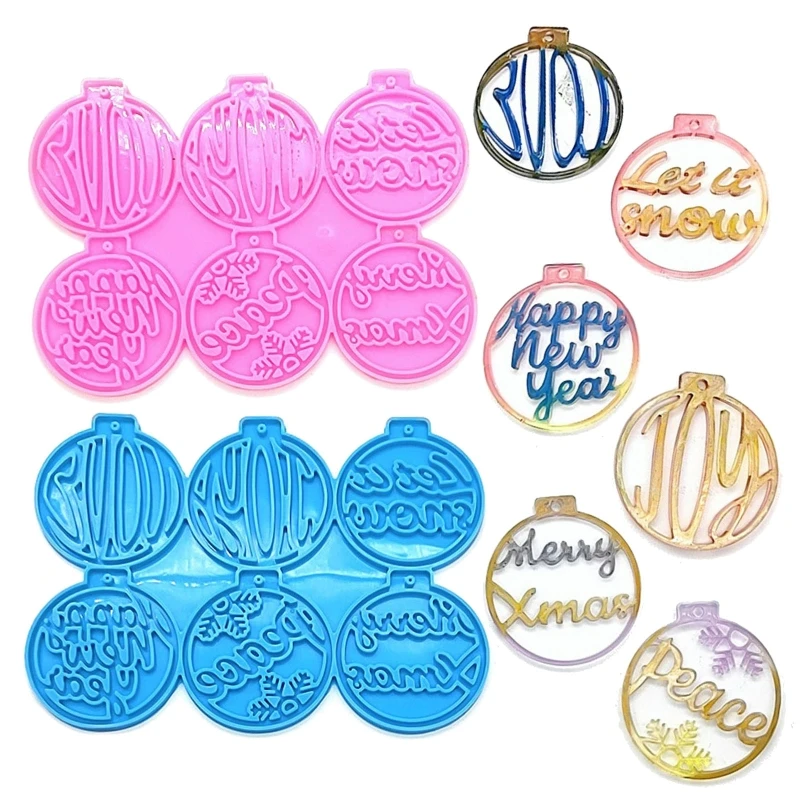 

D0LC Shiny Glossy Christmas Ornament Round Shape Keychain Resin Molds Christmas Decor Mold for Handmade DIY Epoxy Craft