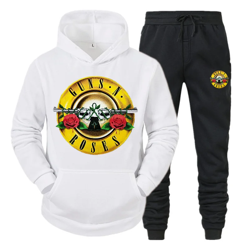 

Fashion Rock Gun N Rose Band Harajuku Hoodie Suit Men and Women Long Sleeve + Elastic Pants Sportswear Casual Hip Hop Clothing