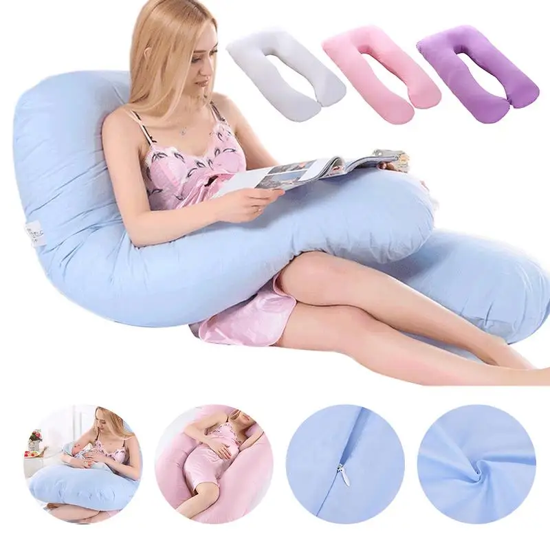 

125x65cm Pregnant Pillow Case U Type Lumbar Pillowcase Multi Function Side Protect Cushion Cover For Pregnancy Women Only Cover