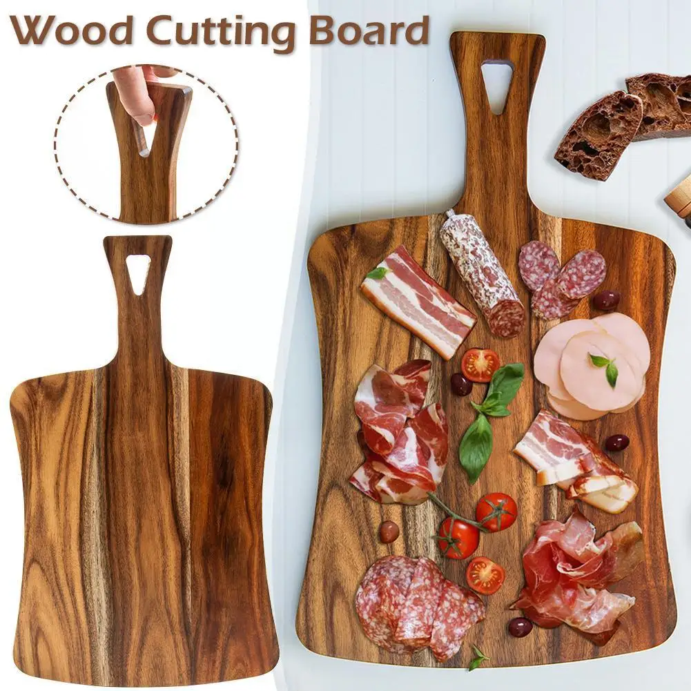 

Kitchen Wooden Chopping Blocks Acacia Wood Cutting Tools Pizza Hangable Bread Tray Kitchen Sushi Board Fruit U2s7