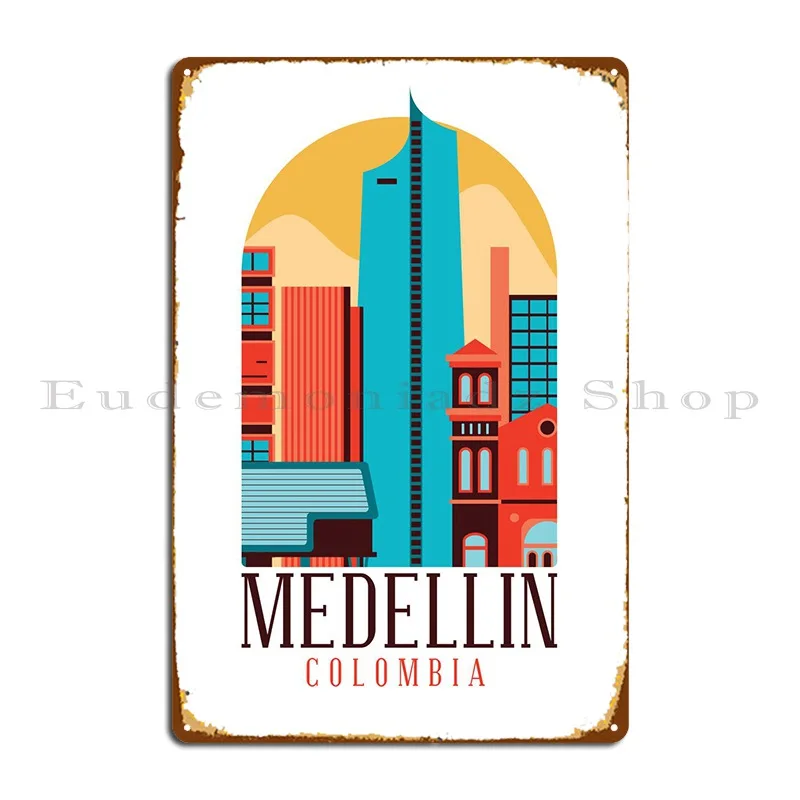 

Medellin Colombia Metal Sign Poster Printed Party Custom Garage Wall Cave Tin Sign Poster