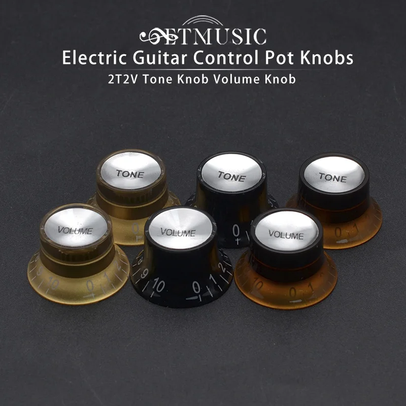 

12Pcs Guitar Pot Knob 2T2V Volume Tone Control Knobs for LP Electric Guitar Music Accessory Gold/Coffe/Black