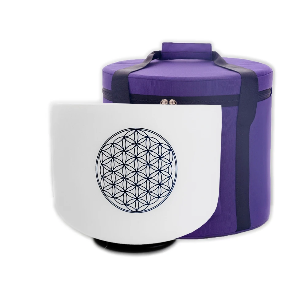 

KVKA 528Hz 8 Inch C Note Life Flower Design Chakra Frosted Quartz Crystal Singing Bowl with Free Mallet