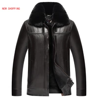 brand mens plus velvet jackets coats pu jackets men outerwear warm winter fur collar fashion leather jacket for men 50 62