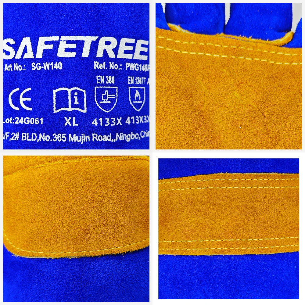Безопасные перчатки SAFETREE 14 дюймов из воловьей кожи огнестойкие Жаростойкие для