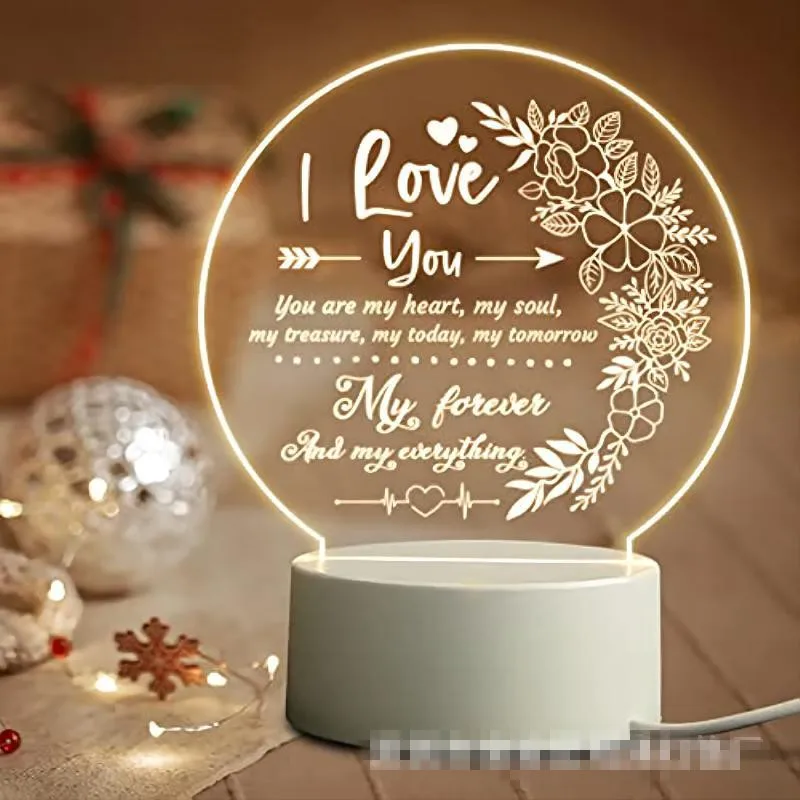 

Gift for Girlfriend Boyfriend 3D Hologram Lamp USB Acrylic Lights Romantic Love Gift Anniversary Present Valentines Day Gift