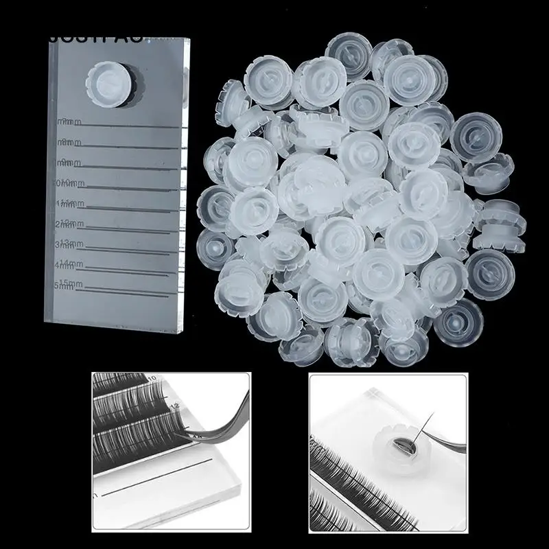 Clear Lash Tile Acrylic Pallet Individual Eyelash Extension Glue Plate Volume Eyelashes Stand Dispossible Glue Holder Cap