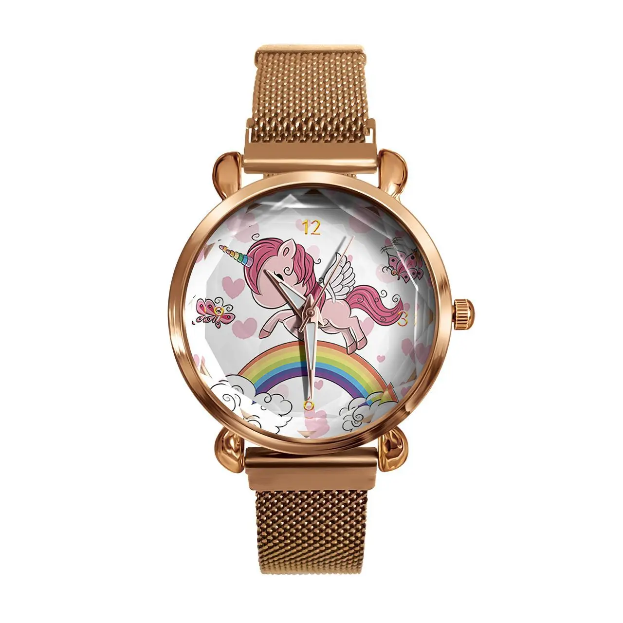 

Fashion Cute Female Watch Cartoon Kawaii Unicorn Gold Alloy Magnet Waterproof Digital Quartz Watches For Women Relogio Feminino