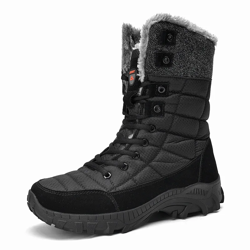 

2023 New Men's Snow Boots Winter Large Size Plus Cashmere Northeast Big Cotton Boots Outdoor Mountaineering High Top Warm Cotton