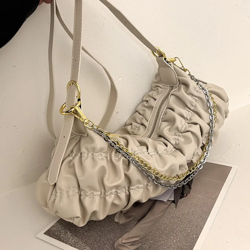 

Summer Bags 2022 New Fashion Ladies Luxury High Quality Casual Simple All-match Shoulder Handbag All-match Messenger Pleated Bag