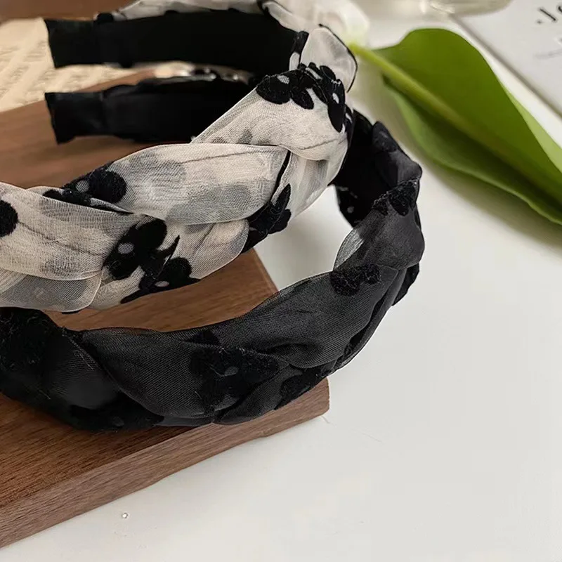 Обруч для волос женский с цветами Модный французский винтажный аксессуар на