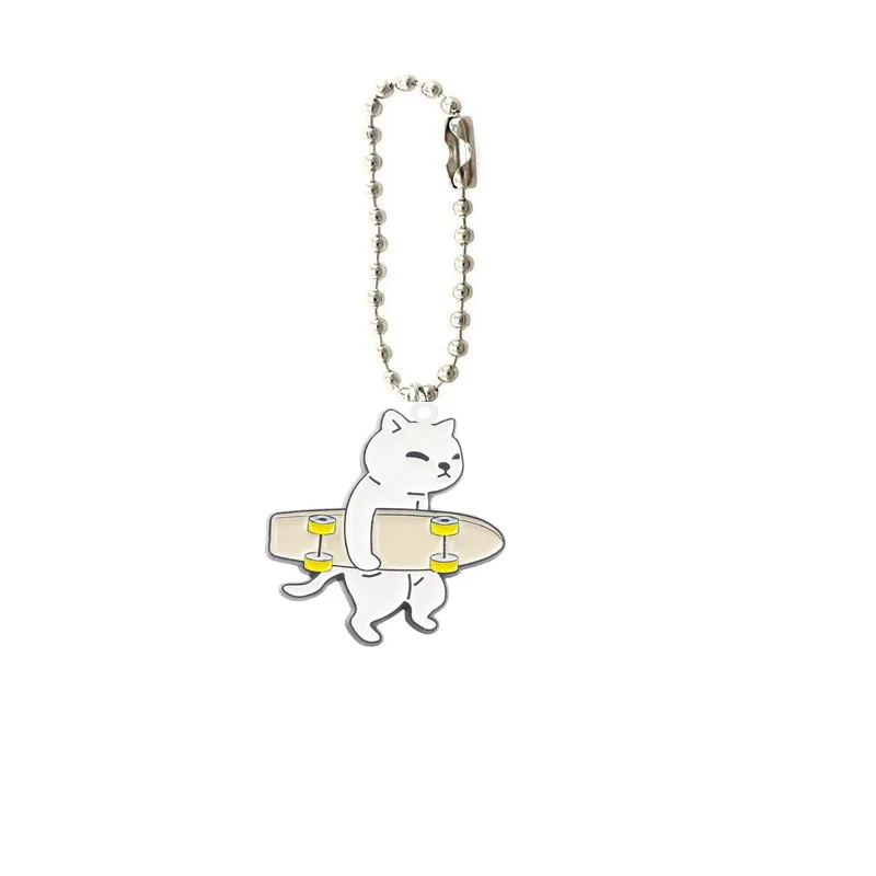 Симпатичная кошка акриловый брелок с рисунком белого черного кота