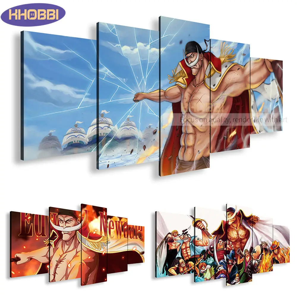 

One Piece Edward Newgate Diy Diamond Painting 5 Panel Picture For Living Room Home Decor 5d Diamond Embroidery Cross Stitch Kits