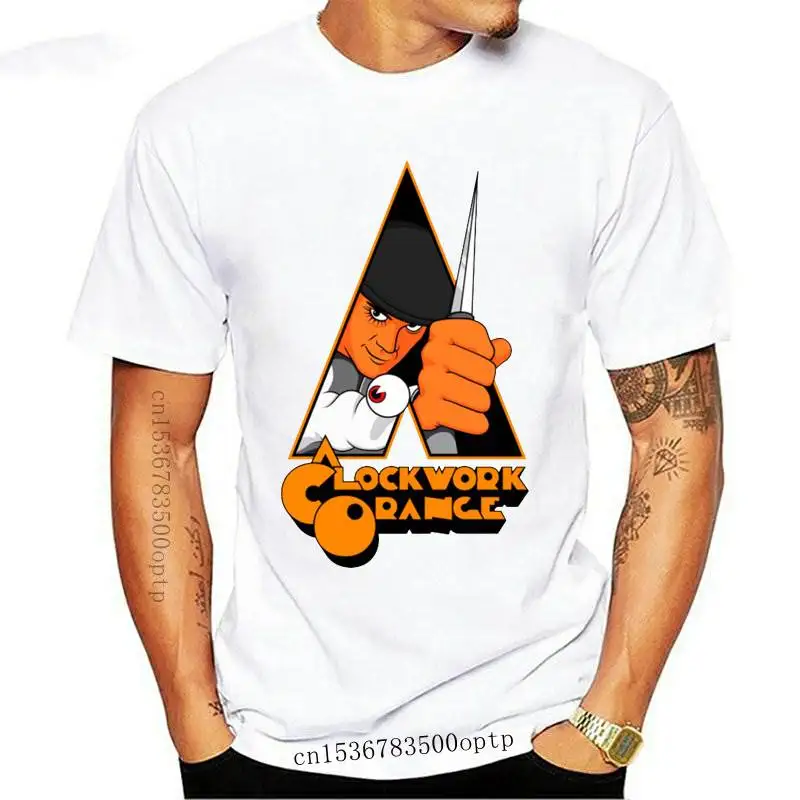 Camisetas de Hip Hop para hombre, ropa de moda con diseño impreso de Kubrick Artsy, naranja, mecanismo de relojería, moda urbana