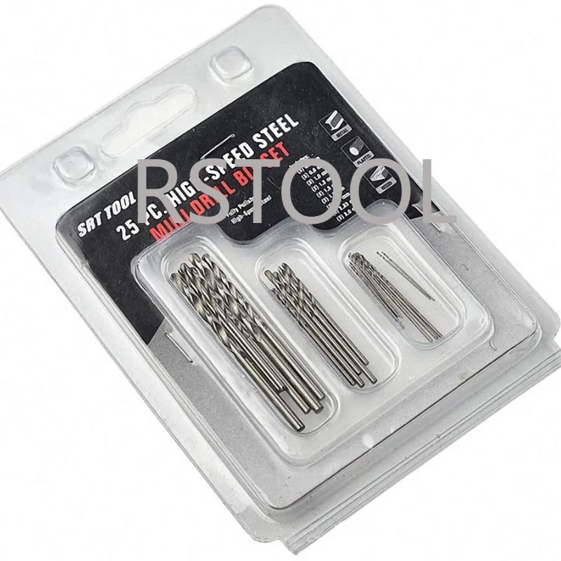 Набор сверл YB спиральные из быстрорежущей стали с титановым покрытием 0,5-3 мм