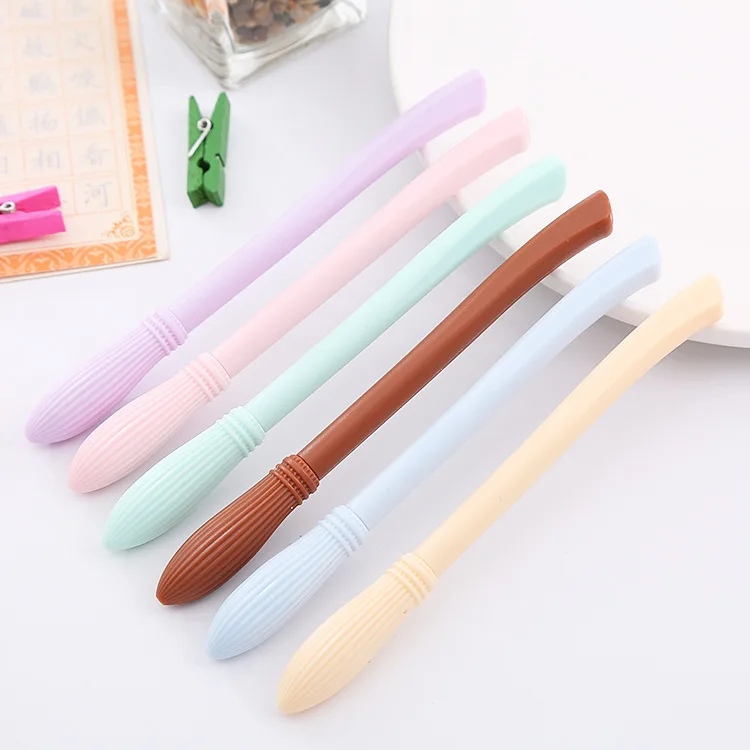 

50pcs Student neutral pen creative makaron color flying broom shape water pen cute stationery office supplies signature pen