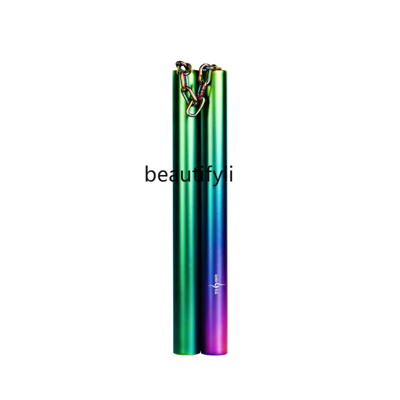 

zq Stainless Steel Adult Nunchucks Practical Training Nunchaku Gradient Color Children's Performance Stick
