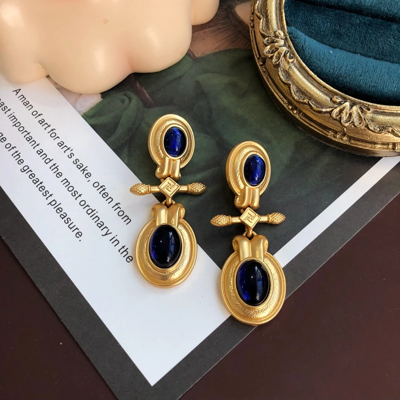 Винтажные синие серьги-гвоздики