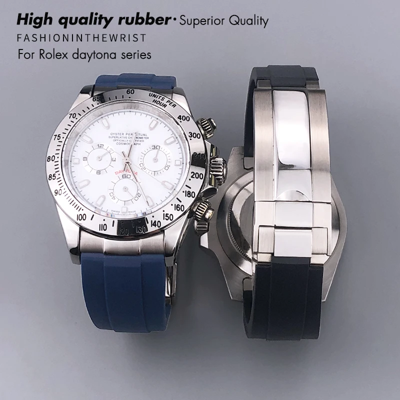 

20mm Metal Link Rubber Silicone Watchband for Rolex Submariner Yacht Master GMT Daytona OYSTERFLEX Curved End Watch Strap