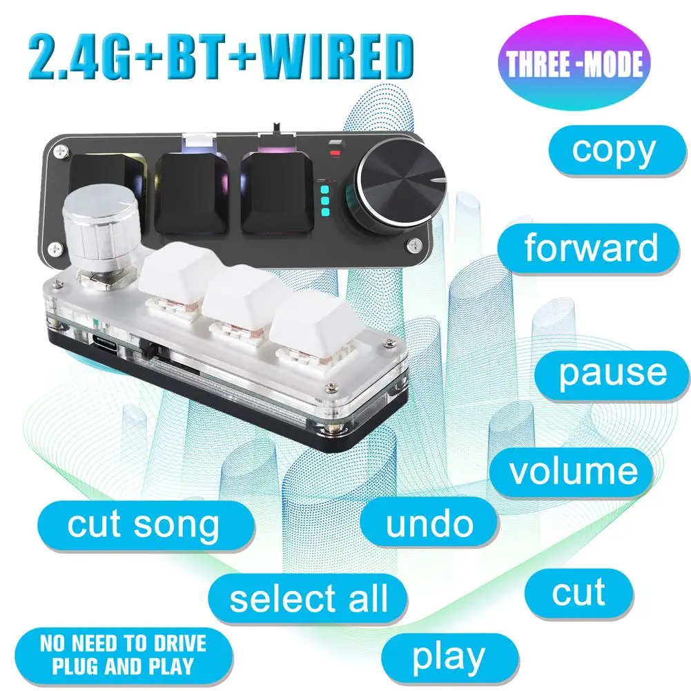 3 клавиши + 1 ручка/4 RGB Макросъемка пользовательская клавиатура USB