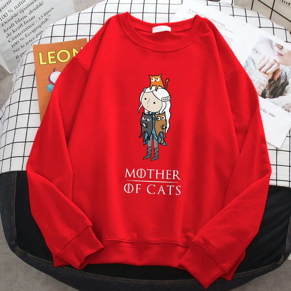 Зимняя Женская Флисовая Толстовка Уличная Одежда Пуловер С Принтом Кошки И Мамы