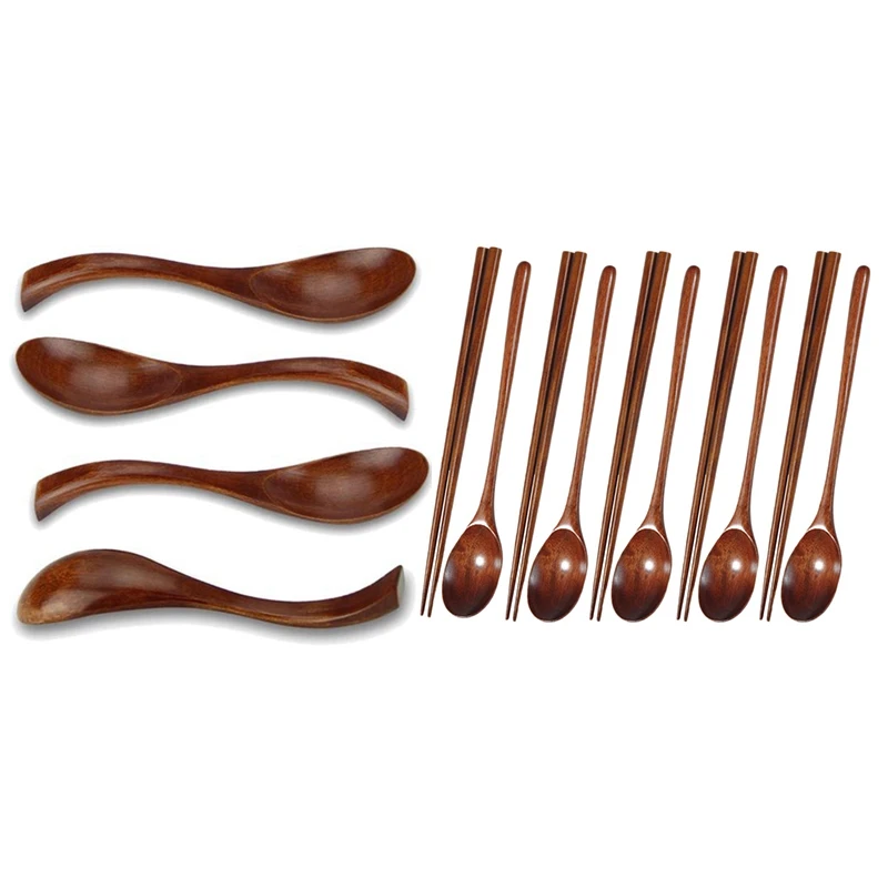 

Набор из 4 столовых ложек с деревянными ложками и палочками из тика, антипригарные ложки, столовая ложка