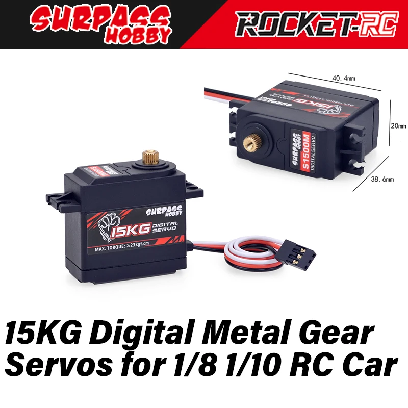 

SURPASS Hobby 15KG Digital Servos Waterproof Metal Gear Servo Steering Engine for 1/8 1/10 Rc Car Plane Boat Tank Truck Buggy