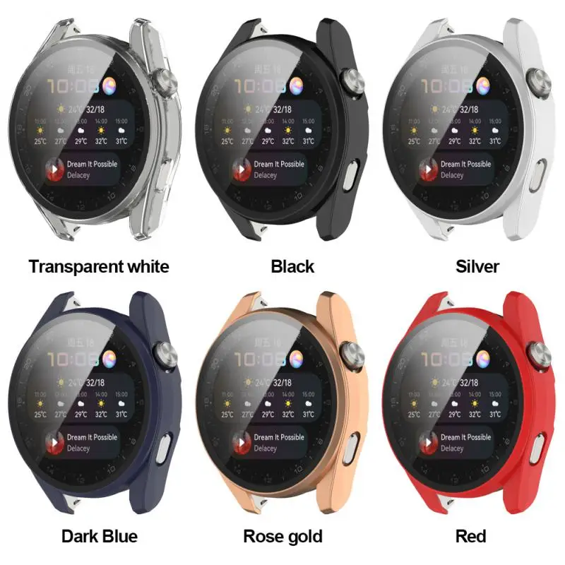 

All-in-one Pc Hard Shell Dustproof Anti-fall Tpu Soft Rubber Tempered Film Protective Case For Huawei Watch3 Pro New
