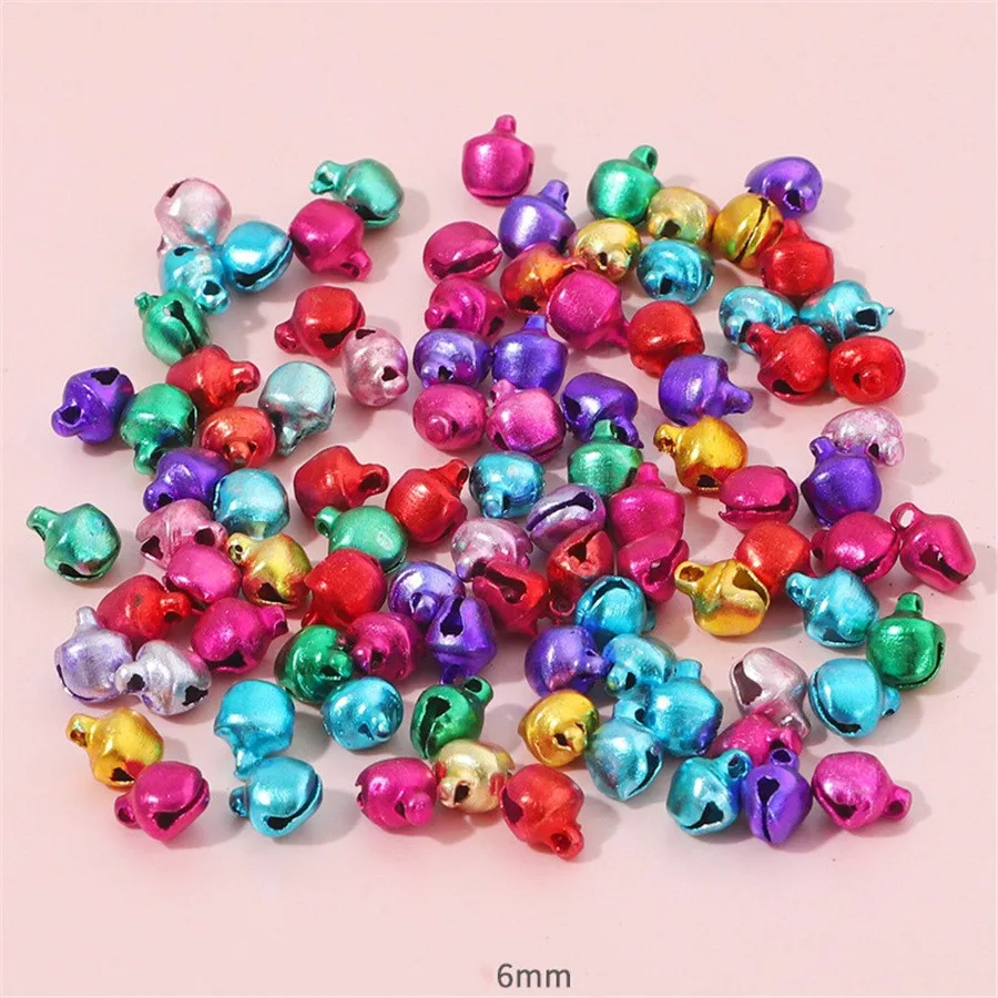 

10000pcs 6mm Multi Color Aluminum Jingle Bells Keychain Charming Lacing bell For Christmas Decorations DIY Jewelry Making Crafts