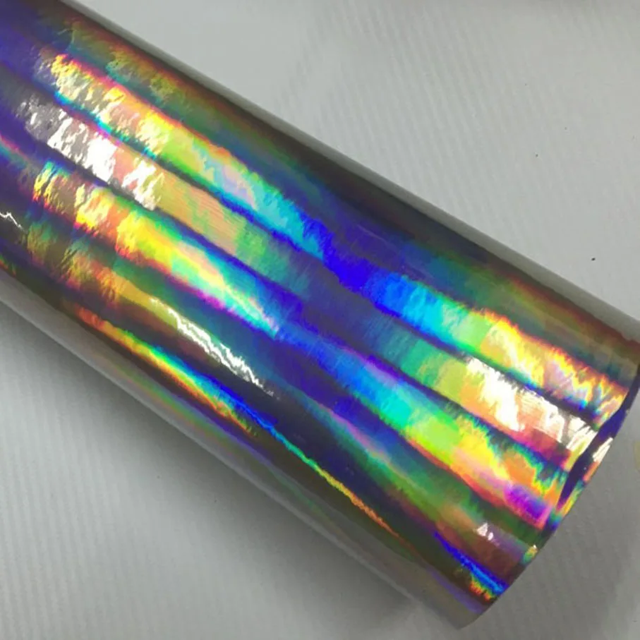 152 см x 40 серебристо-черная голографическая хромированная виниловая пленка с