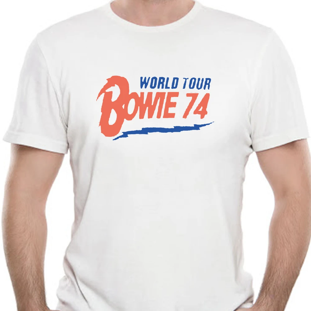 Винтажная Футболка David Bowie World Tour 74 Мужская брендовая с принтом Reprint 100% хлопок