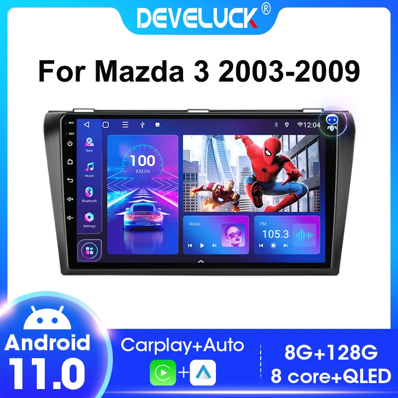 Radio Multimedia con GPS para coche, reproductor de vídeo estéreo con Android 11, 2 Din, DSP, RDS, BOSE, 4G, Carplay, para Mazda 3, 2003, 2004-2009