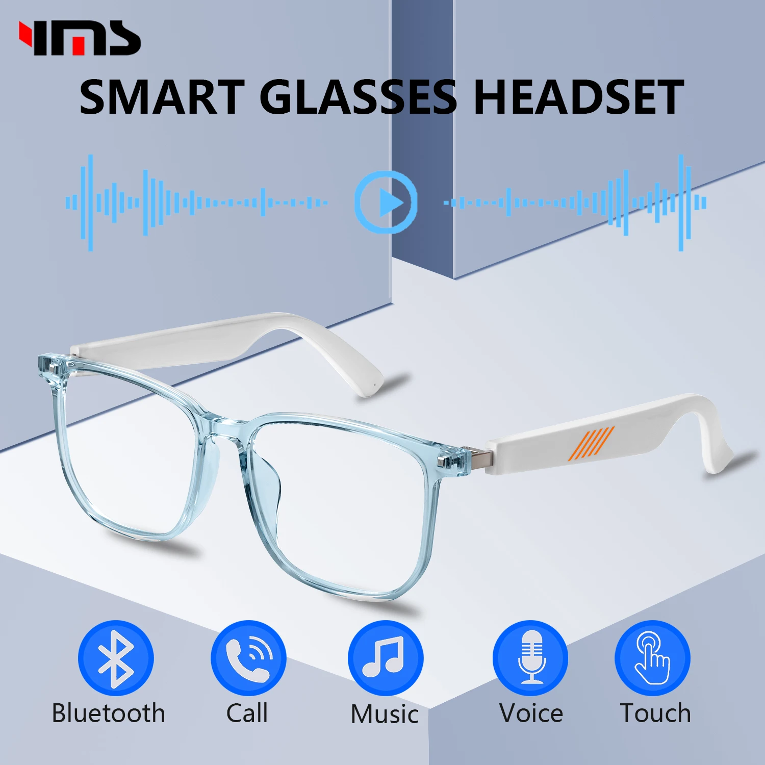 Smart Glasses Wireless Bluetooth Men and Women Call Headset Glasses Anti Blue Light Eye Protection Suitable Sports Driving Music