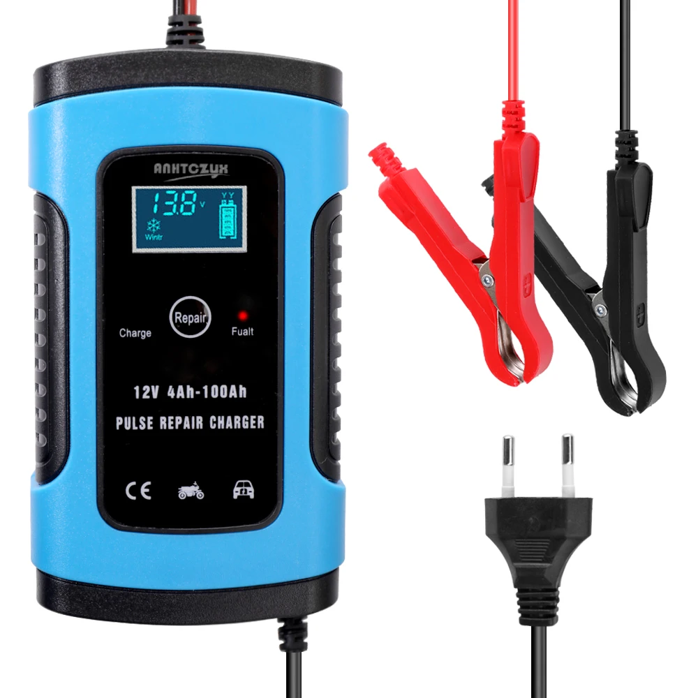 

12V 6A Full Automatic Car Battery Charger Device Intelligent Power Charge Pulse Repairing Chargers with Digital LCD Display